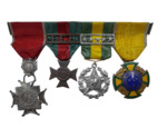 Conjunto de 4 medalhas em Miniatura (Medalha Cruz de Combate, Medalha Campanha FEB, Medalha Decreto 15 de novembro de 1901, Medalha de Guerra) - Coleção Syseno Sarmento